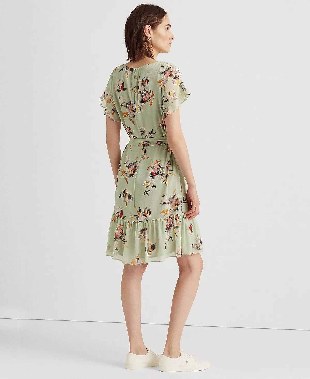 Vestido Ralph Lauren Feminino Floral Crinkled Georgette Verde Tamanho 14