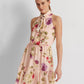Vestido sem mangas de chiffon floral feminino Ralph Lauren, rosa, tamanho 4
