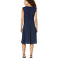 Vestido Ralph Lauren Feminino Dupla Face Fit and Flare Azul Tamanho 14