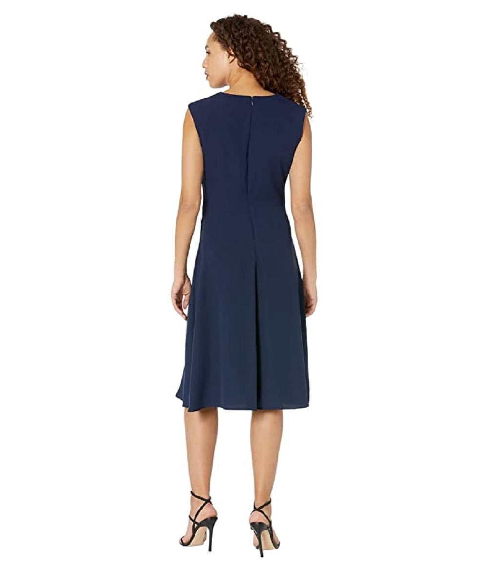 Vestido Ralph Lauren Feminino Dupla Face Fit and Flare Azul Tamanho 14