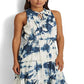 Vestido longo Ralph Lauren feminino de algodão tingido com tie-dye, branco, tamanho 12
