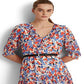 Vestido Ralph Lauren Feminino Floral Crinkled Georgette Azul Tamanho 12