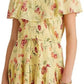 Vestido floral amassado Ralph Lauren feminino, amarelo, tamanho 16