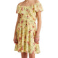 Vestido floral amassado Ralph Lauren feminino, amarelo, tamanho 18