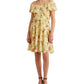 Vestido floral amassado Ralph Lauren feminino, amarelo, tamanho 4