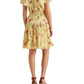 Vestido floral amassado Ralph Lauren feminino, amarelo, tamanho 4