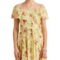 Vestido floral amassado Ralph Lauren feminino, amarelo, tamanho 4