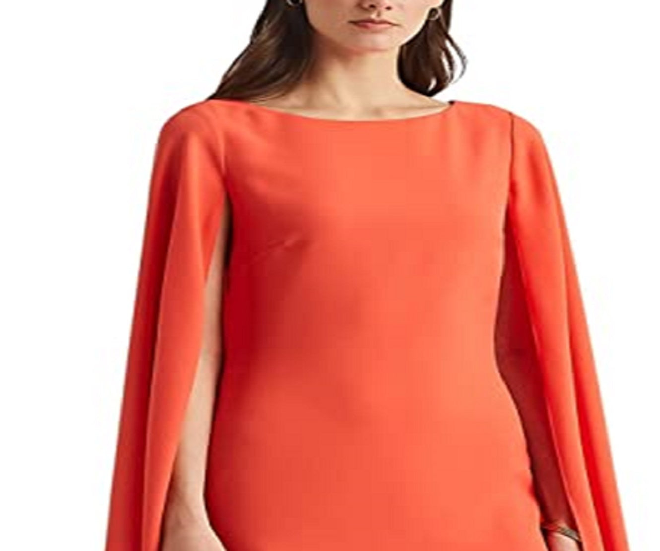 Vestido de coquetel Ralph Lauren Cape Georgette feminino, laranja, tamanho 12