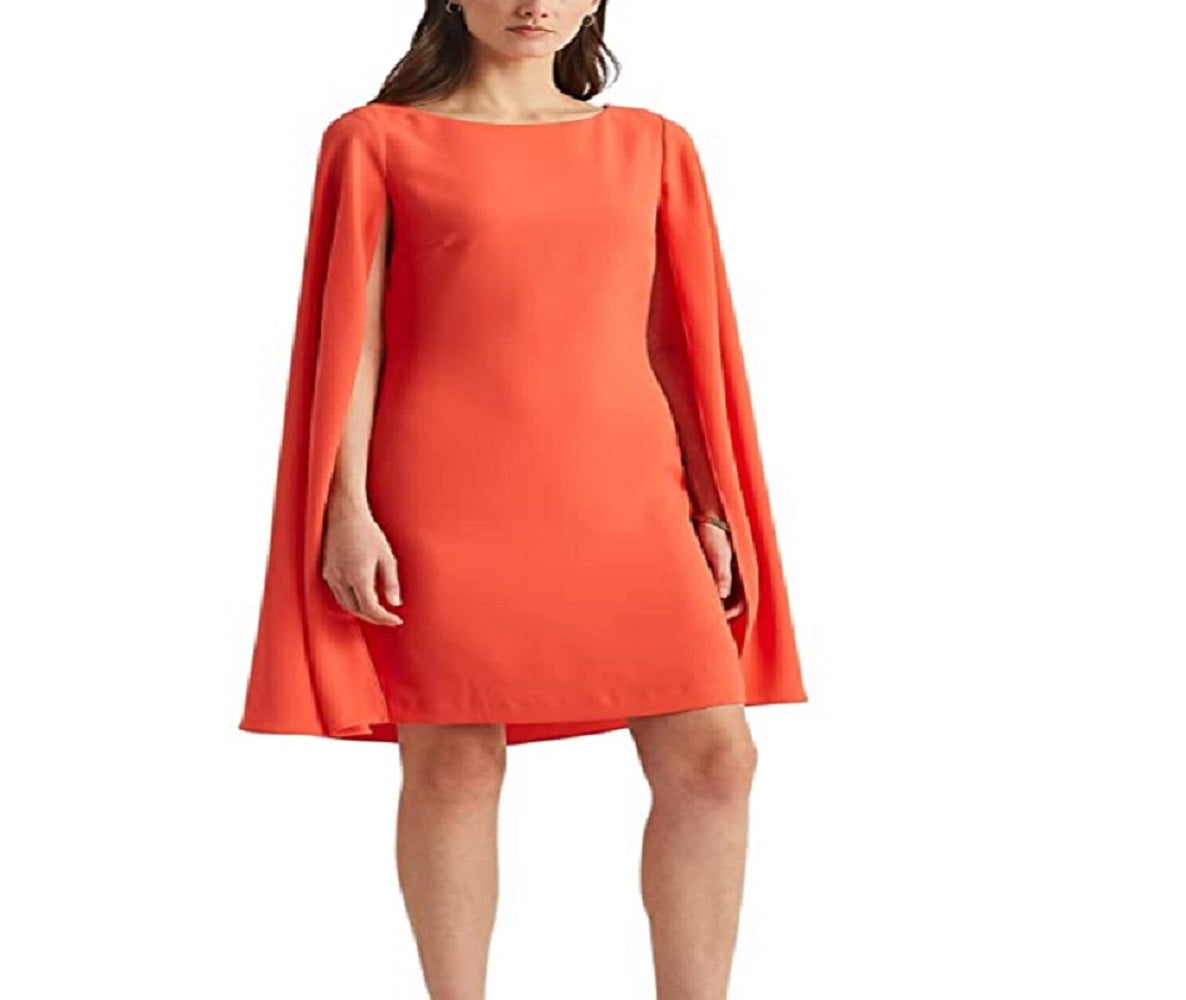 Vestido de coquetel Ralph Lauren Cape Georgette feminino, laranja, tamanho 6