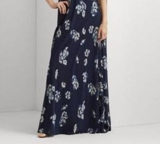 Vestido de festa feminino Ralph Lauren com estampa floral e amassado em georgette, azul, tamanho 2