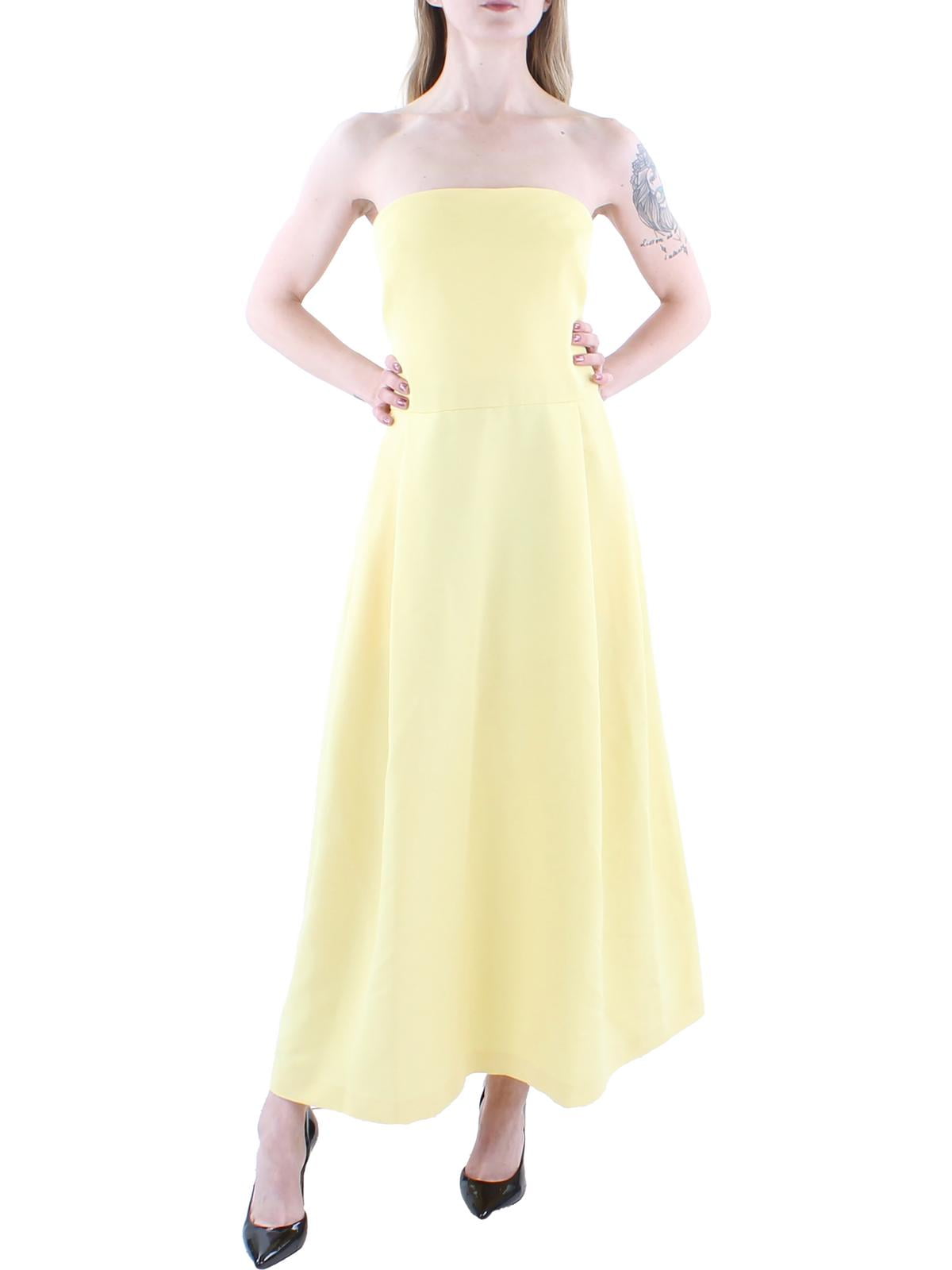 Vestido de coquetel sem alças amarelo florido Lauren Ralph Lauren feminino tamanho 10