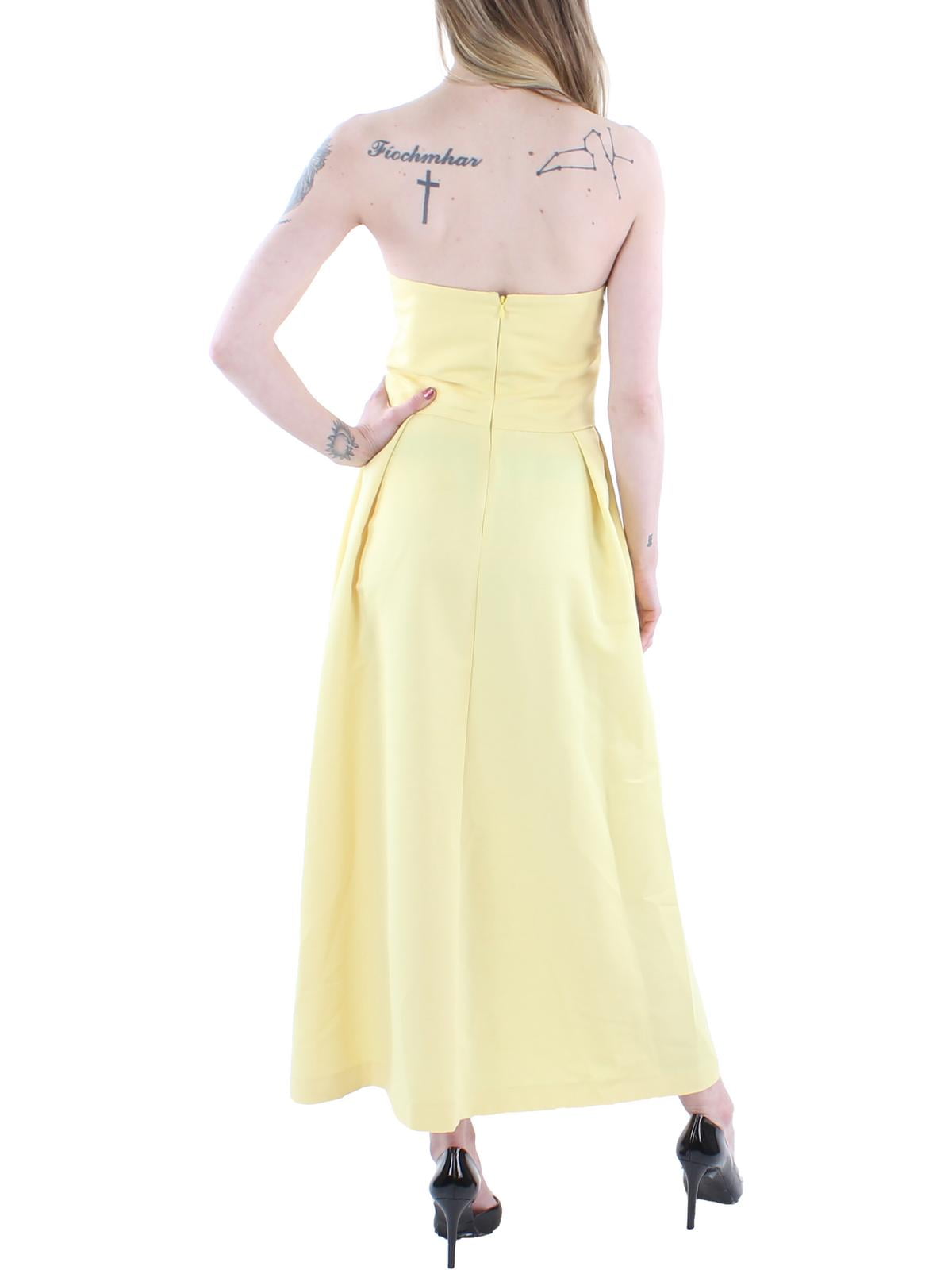Vestido de coquetel sem alças amarelo florido Lauren Ralph Lauren feminino tamanho 10