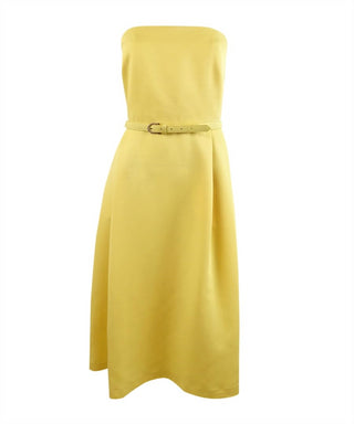 Vestido de coquetel sem alças amarelo florido Lauren Ralph Lauren feminino tamanho 10