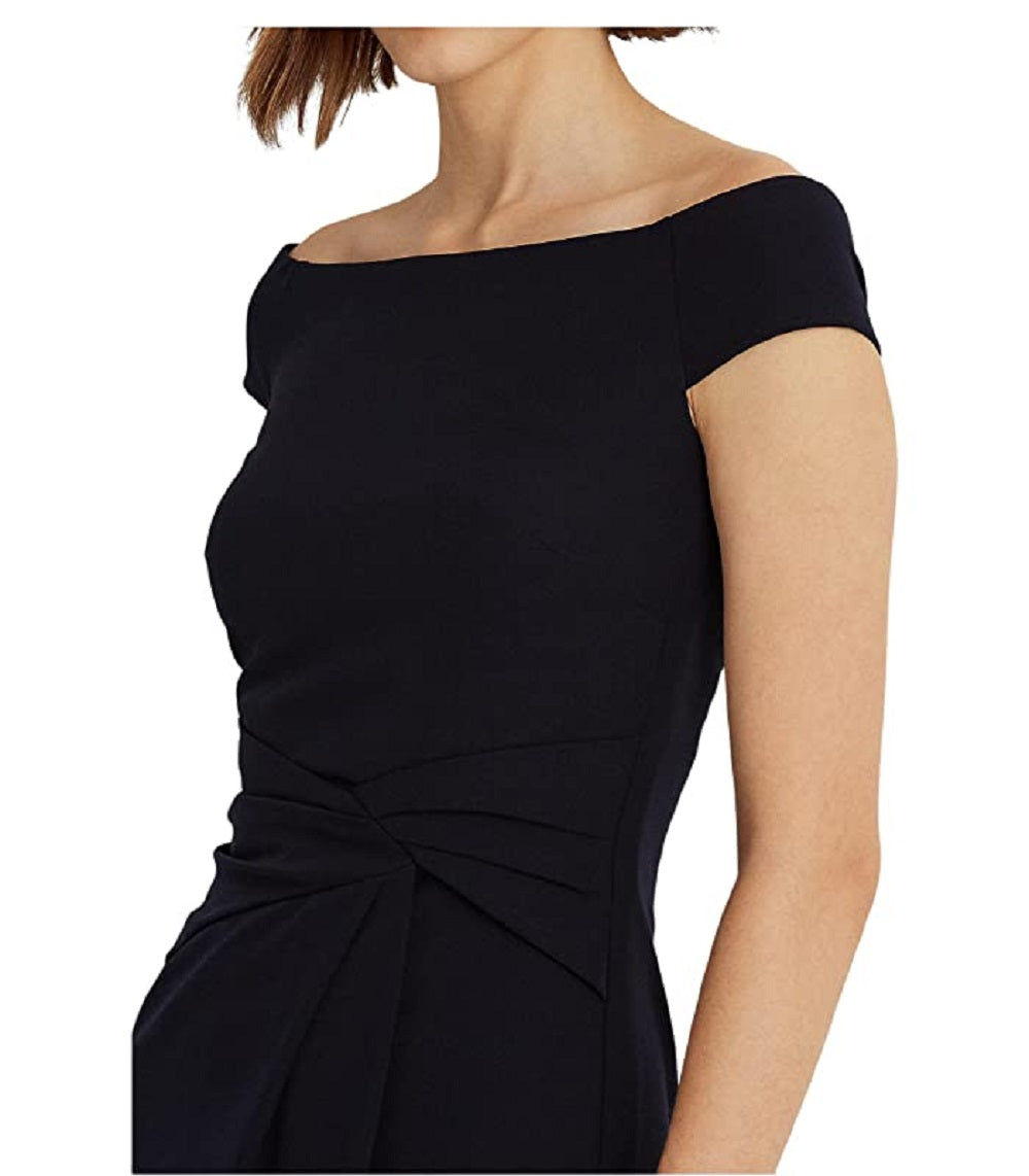 Vestido Ralph Lauren Feminino Crepe Ombro a Ombro Azul Tamanho 18