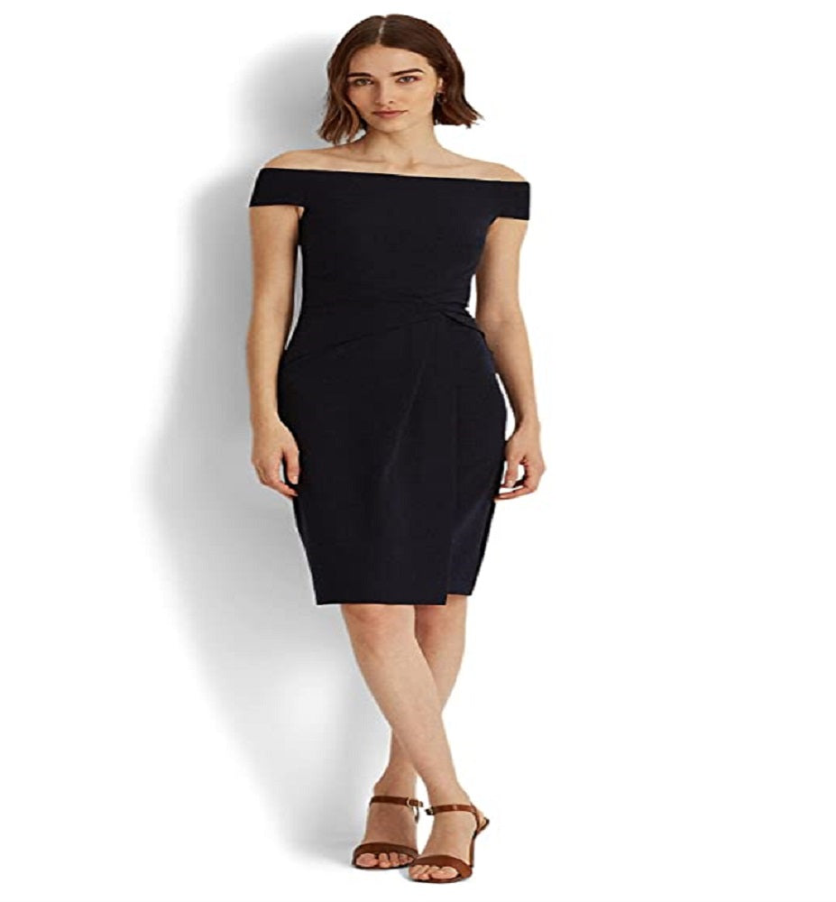 Vestido Ralph Lauren Feminino Crepe Ombro a Ombro Azul Tamanho 8