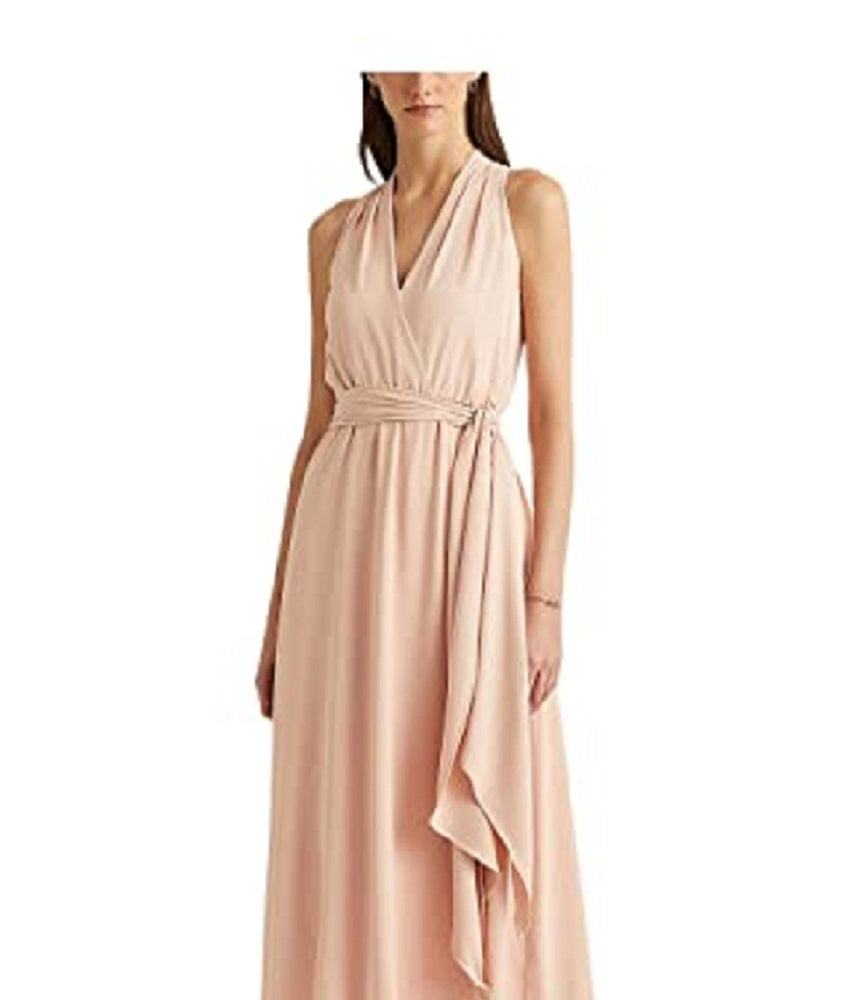 Vestido Halter Georgette Feminino Ralph Lauren Rosa Tamanho 12