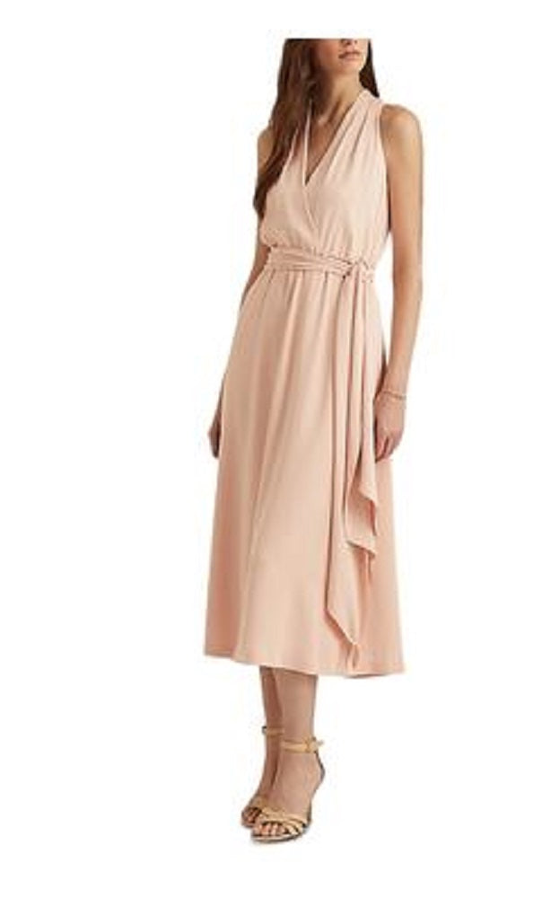 Vestido Halter Georgette Feminino Ralph Lauren Rosa Tamanho 14