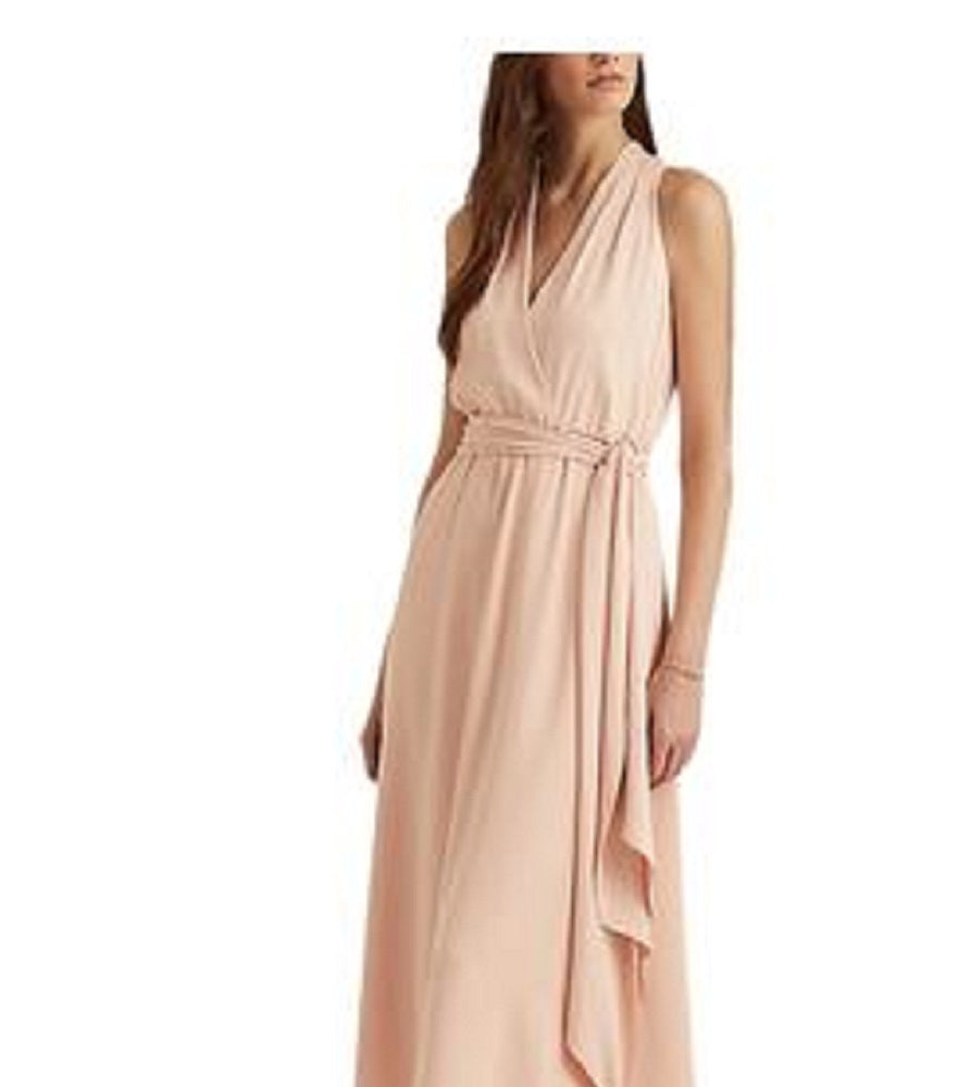 Vestido Halter Georgette Feminino Ralph Lauren Rosa Tamanho 14