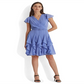 Vestido Ralph Lauren Feminino de Chiffon com Babados Azul Tamanho 2