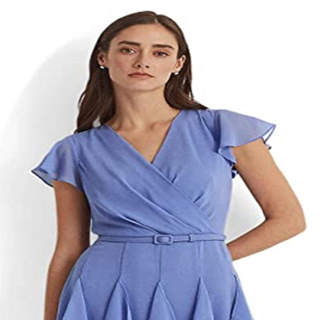 Vestido Ralph Lauren Feminino de Chiffon com Babados Azul Tamanho 2