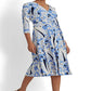 Vestido de malha com sobrepeliz floral Ralph Lauren feminino, azul, tamanho 6