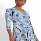 Vestido de malha com sobrepeliz floral Ralph Lauren feminino, azul, tamanho 6