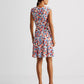Vestido de malha floral feminino Ralph Lauren, azul, tamanho 10