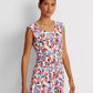 Vestido de malha floral feminino Ralph Lauren, azul, tamanho 10