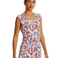Vestido de malha floral feminino Ralph Lauren, azul, tamanho 12