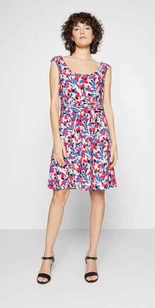 Vestido de malha floral feminino Ralph Lauren, branco, tamanho 8