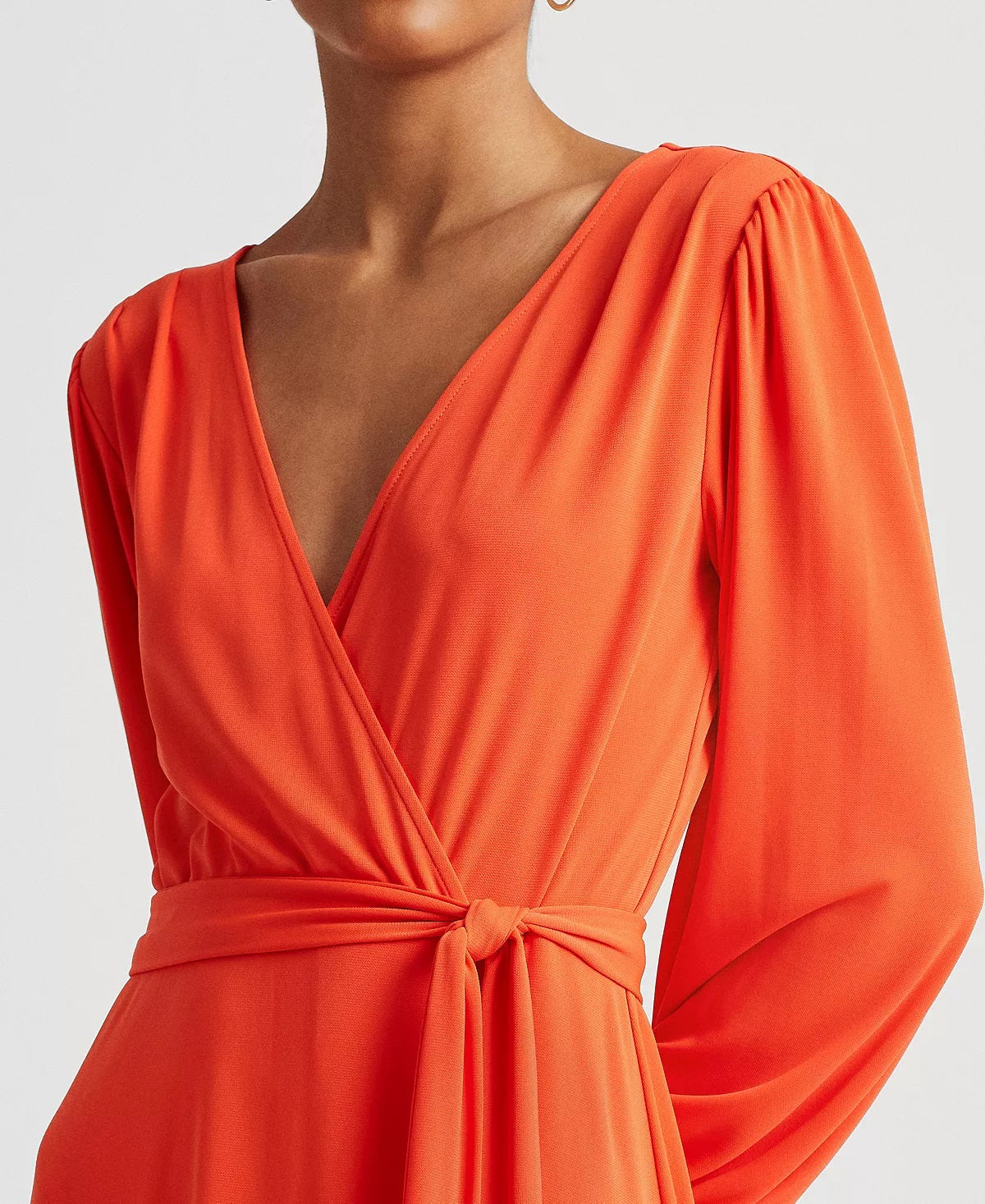 Vestido de malha de manga comprida feminino Ralph Lauren, laranja, tamanho 12