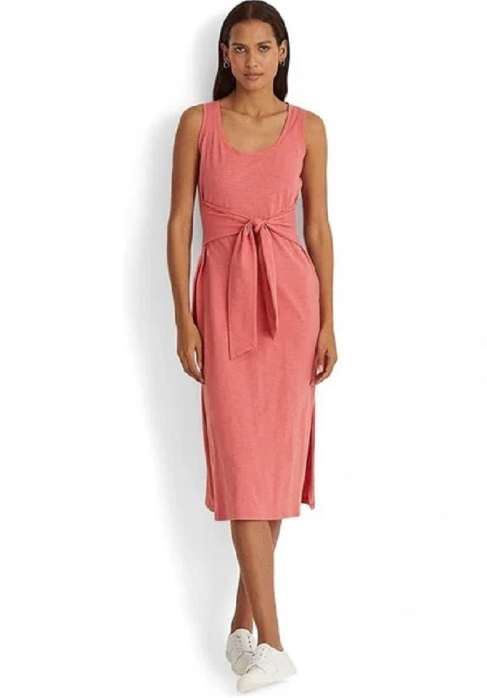 Vestido Ralph Lauren Feminino Sem Mangas em Jersey Vermelho Tamanho 16