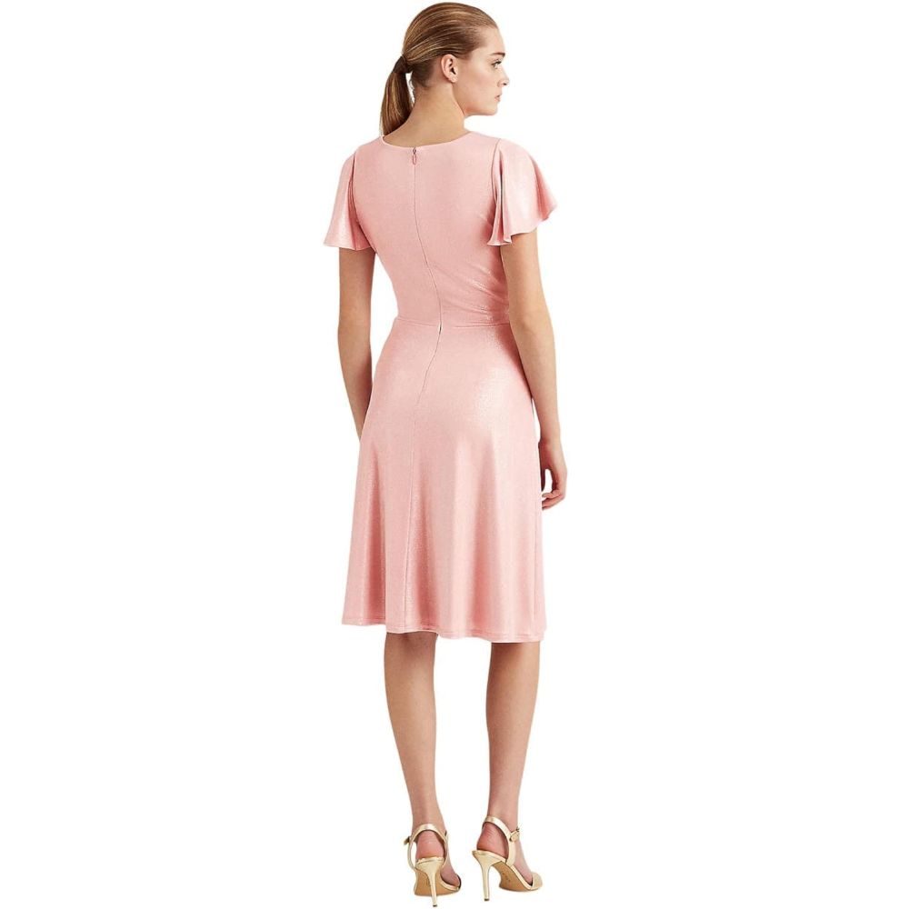 Vestido de coquetel Ralph Lauren feminino em jersey com detalhes florais, rosa, tamanho 6