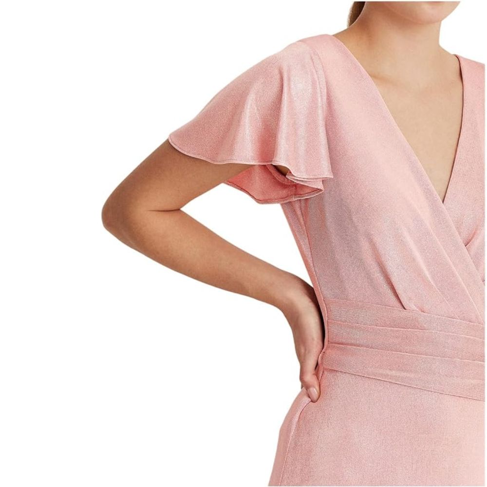Vestido de coquetel Ralph Lauren feminino em jersey com detalhes florais, rosa, tamanho 6