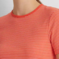 Camiseta Ralph Lauren Feminina Listrada de Algodão Elástico Laranja Tamanho Médio