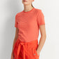 Camiseta Ralph Lauren Feminina Listrada de Algodão Elástico Laranja Tamanho Médio