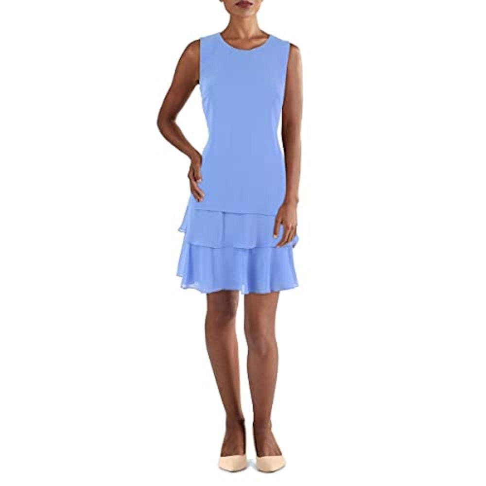 Vestido de crepe feminino Ralph Lauren azul tamanho 14