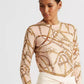 Suéter Ralph Lauren Feminino Estampa Equestre Gola Redonda Rosa Tamanho P