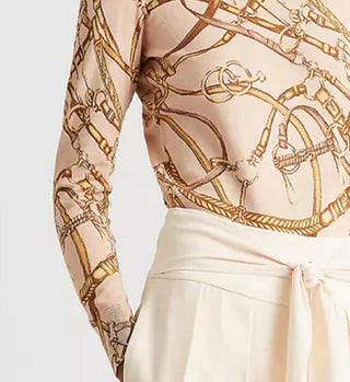 Suéter Ralph Lauren Feminino Estampa Equestre Gola Redonda Rosa Tamanho P