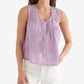 Blusa de algodão sem mangas com jugo bordado feminino Lucky Brand, roxa, tamanho XX-G