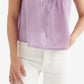 Blusa de algodão sem mangas com jugo bordado feminino Lucky Brand, roxa, tamanho XX-G