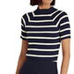 Suéter feminino listrado de manga curta Ralph Lauren, azul, tamanho grande
