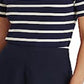 Suéter feminino listrado de manga curta Ralph Lauren, azul, tamanho X-S