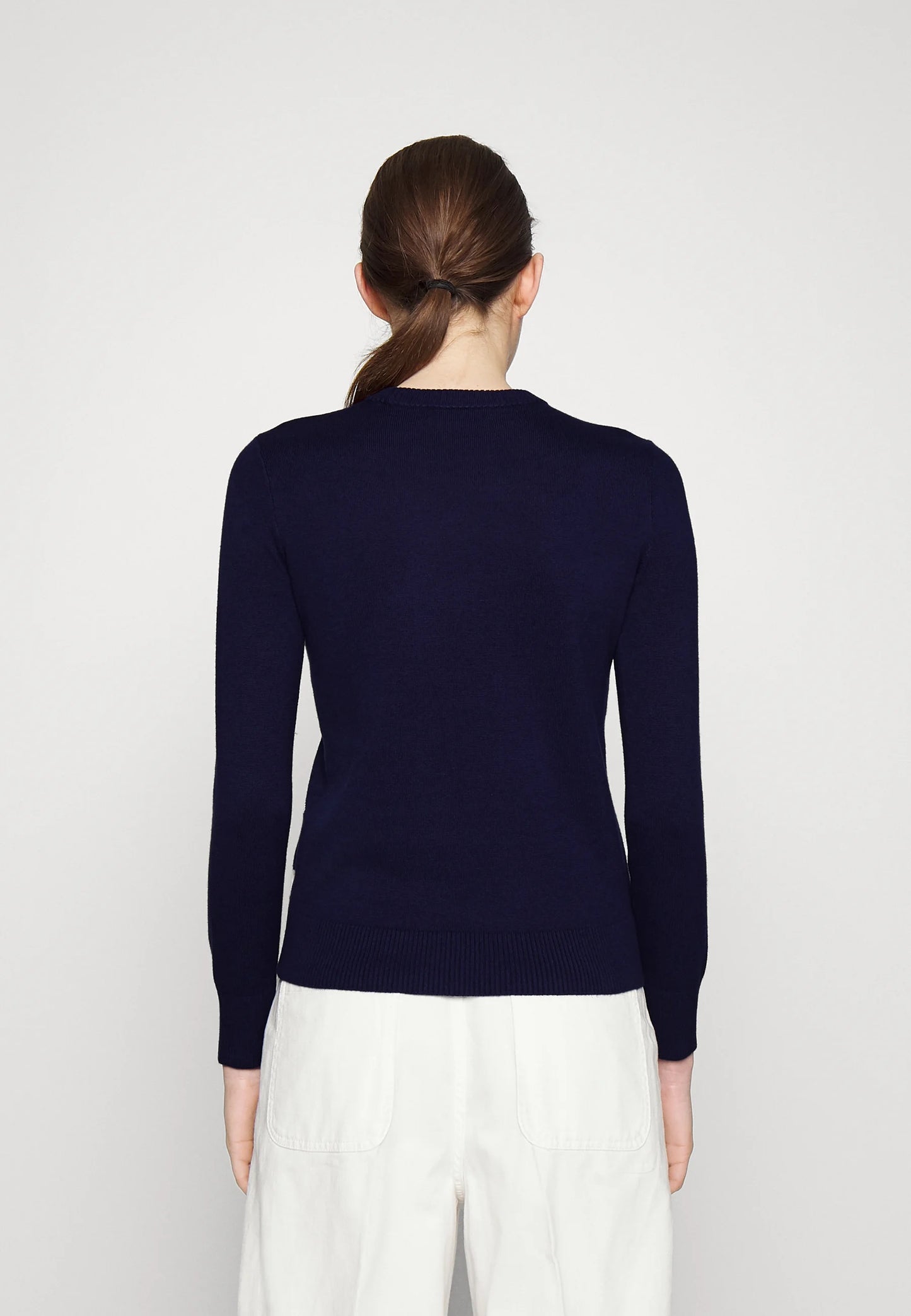Suéter Ralph Lauren Feminino com Logo em Algodão e Mistura de Algodão Azul Tamanho P