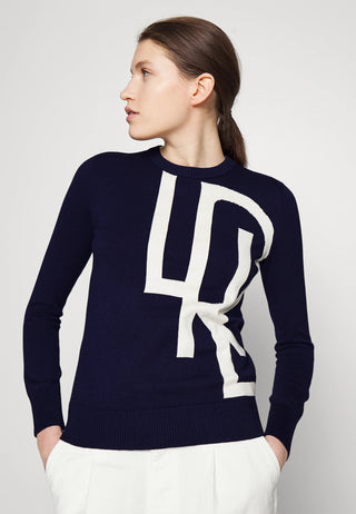 Suéter Ralph Lauren Feminino com Logo em Algodão e Mistura de Algodão Azul Tamanho P