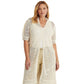 Cardigan Ralph Lauren Pointelle com manga bufante, branco, tamanho 1X