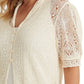 Cardigan Ralph Lauren Pointelle com manga bufante, branco, tamanho 1X