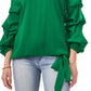 Vince Camuto Blusa feminina com mangas em camadas e ombros de fora, verde, tamanho médio