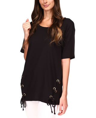 Túnica feminina Michael Kors com cadarço, preta, tamanho grande