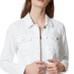Jaqueta jeans feminina clássica, branca, tamanho médio